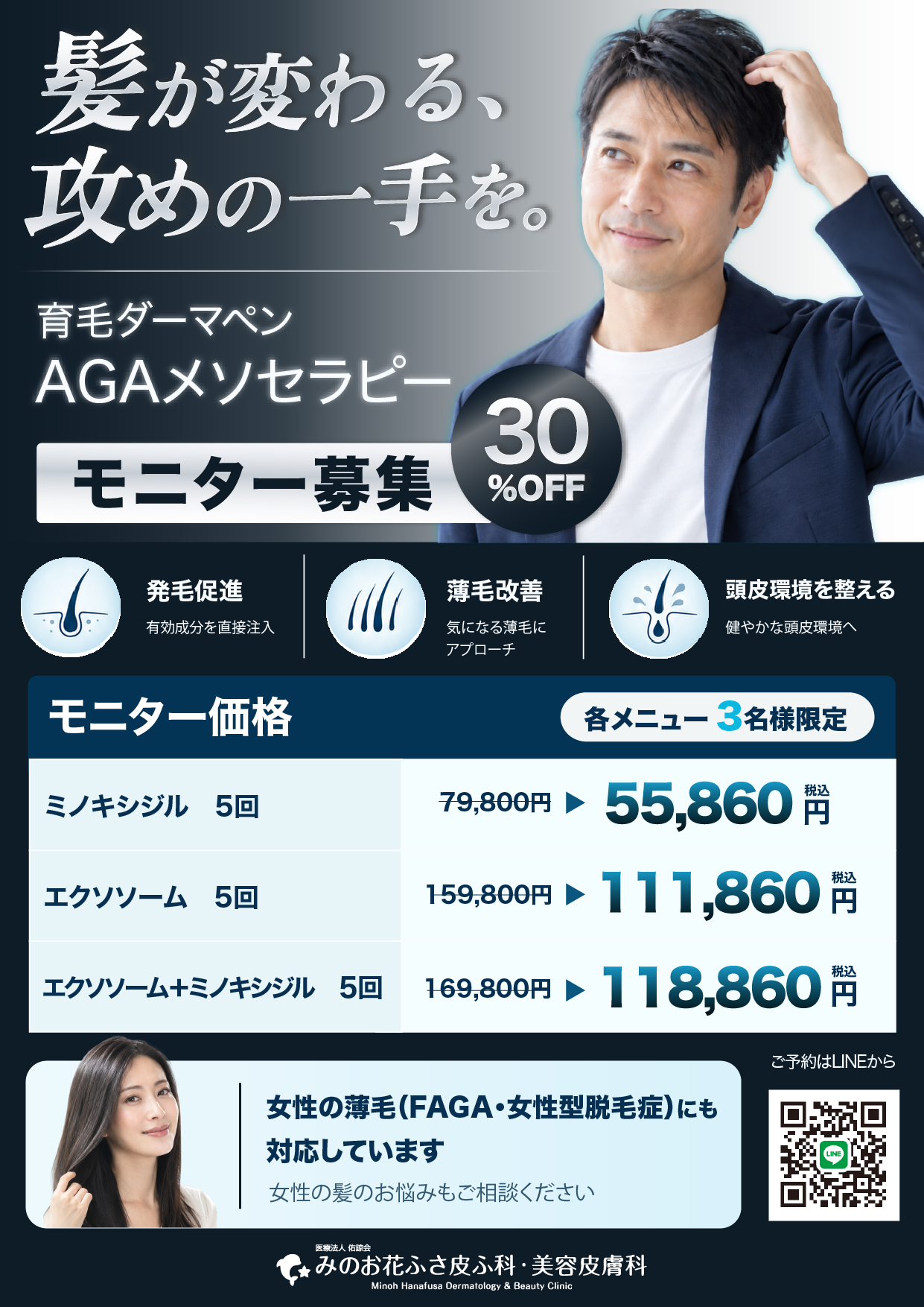 育毛ダーマペン・AGAメソセラピー 症例モニター募集
